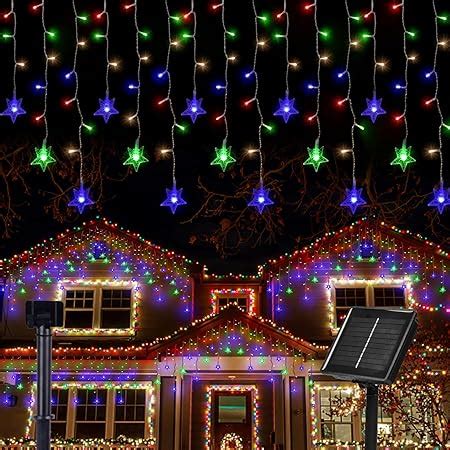 Cyindzchwy 360 LED Christmas Icicle Lights Outdoor With Star 8 Mode