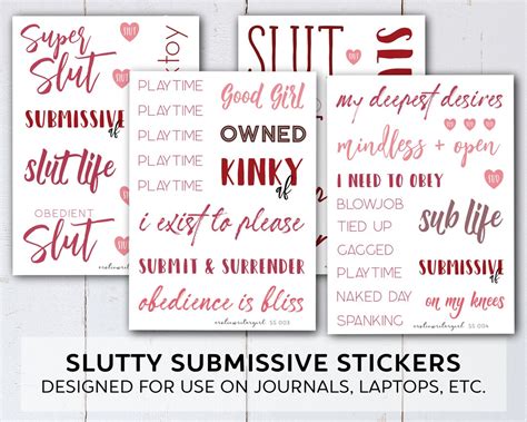 Slutty Submissive Sticker Sets For The Submissive Planner Bdsm