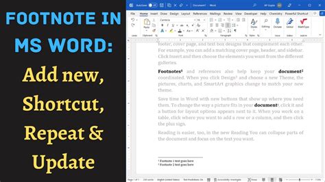 Ms Word Footnotes Insert Footnote Shortcut Refer Same Footnote Again