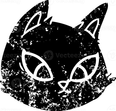 Cartoon Cat Face Distressed Icon Png