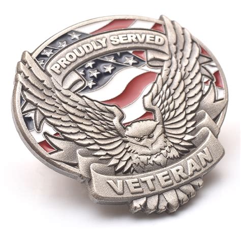 American Flag Soaring Eagle Proudly Served Veteran Lapel Pin EBay