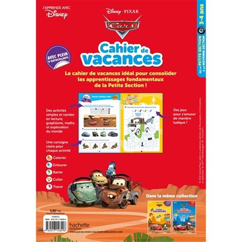 Disney Cars Cahier De Vacances De La Petite Section La