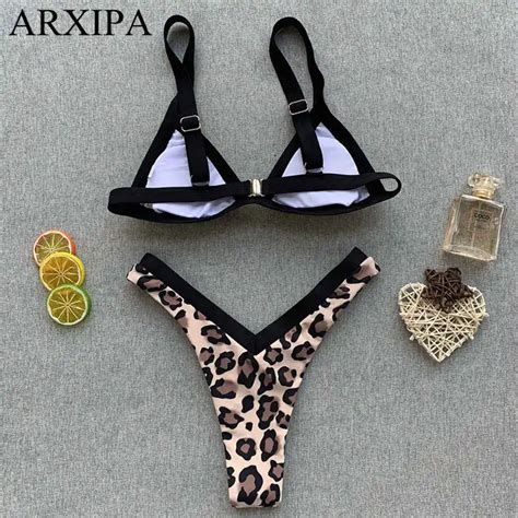 Arxipa High Cut Sexy Bikini Set Mini Fused Women Swimwear