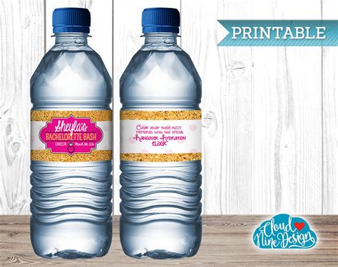 Bachelorette Party Water Bottle Labels Custom Printable Etsy