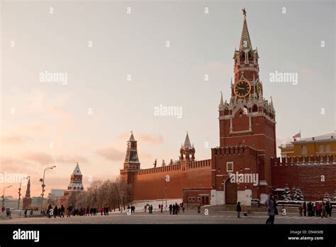 Rotes Quadrat Mit Retter Spasskaja Turm Kreml Moskau Russland