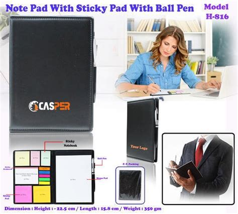 Perfect Bound Black H 816 Note Pad With Sticky Pad With Ball Pen At Rs