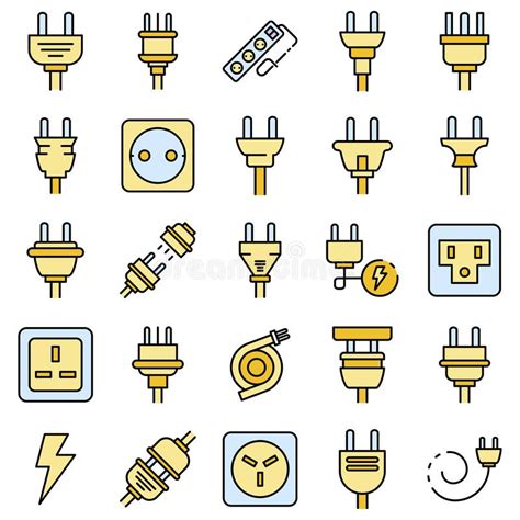 Plug Wire Pictogrammen Vlak Vector Illustratie Illustration Of Zwart