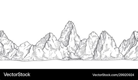 Mountain Range Outline Nature Drawing Pencil Vector Image