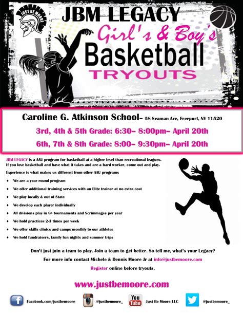 Jbm Legacy Girls And Boys Basketball Tryouts