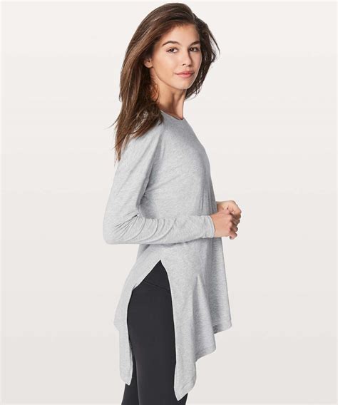 Lululemon To The Point Long Sleeve Heathered Core Light Grey Lulu