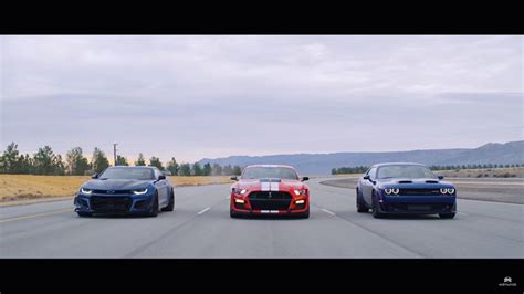 Watch a Mustang Shelby GT500 Take On the Camaro ZL1 and Challenger ...