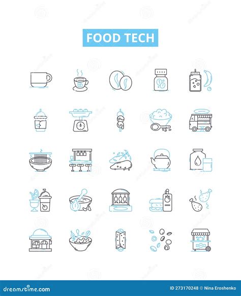 Food Tech Vector Line Icons Set Foodtech Cuisine Nutrition Edible