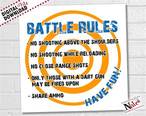 Dart Party Rules Dart Battle Party Decor Dart War Rules | Etsy