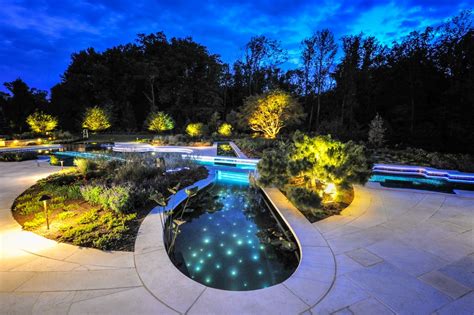 Outer Patio Area Night Inground Pool Lights