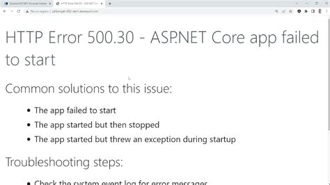 Tips Para Resolver El Error Error 500 30 Asp Net Core App Failed