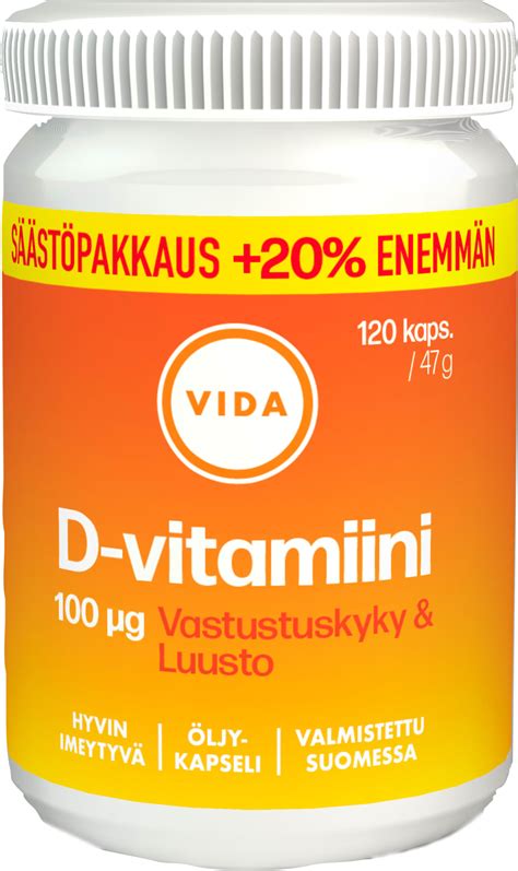 Vida D Vitamiini G Kaps Ravintolis Karkkainen