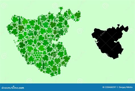 Mapa De Colagem De Vinhos E Uvas Na Província De Cadiz Ilustração Stock