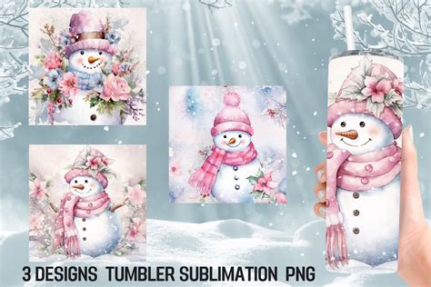 Vintage Pastel Snowman Tumbler Sublimati Graphic By Babydell Art