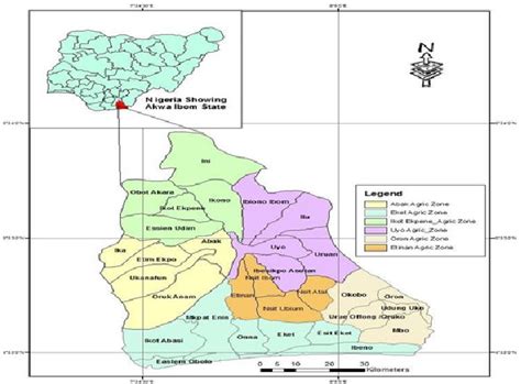 Map of Akwa Ibom State showing the six agricultural zones Source ...