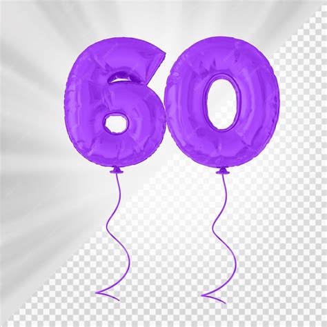 Premium PSD | Purple balloon number 60