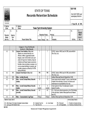 Fillable Online Swco Ttu Records Retention Schedule Form Slr C Must