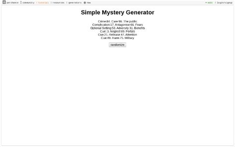 Simple Mystery Generator