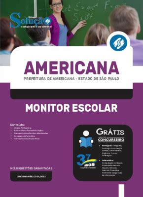 Apostila Prefeitura De Americana SP Monitor Escolar