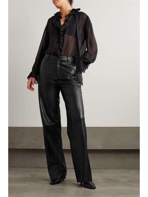 FRAME Ruffled Pussy Bow Silk Chiffon Shirt NET A PORTER