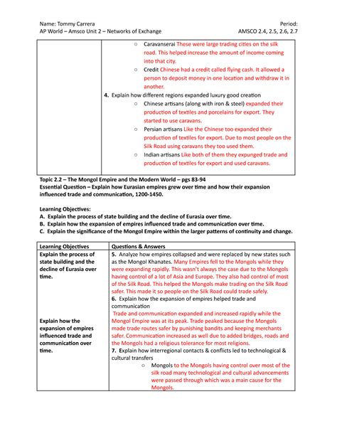 Solution Ap World History Unit Of Amsco Reading Questions 54 Off