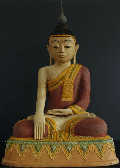 Burmese Polychrome Hollow Lacquer Buddha Statue In 2024 Buddha