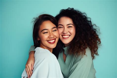 Premium AI Image | Studio Shot of Two Happy Young Women Celebrating ...