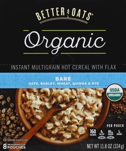 Amazon Better Oats Raw Pure And Simple Organic Bare Instant Multigrain Hot Cereal With