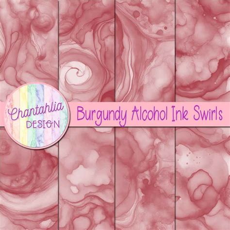 Burgundy Alcohol Ink Swirls Digital Papers