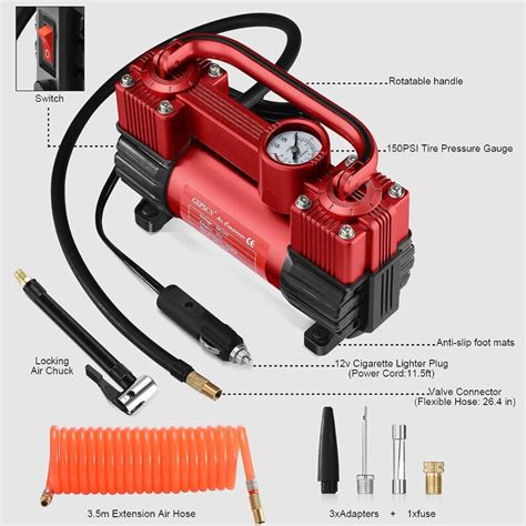 Gspscn Red Tire Inflator Heavy Duty Double Cylinders Review