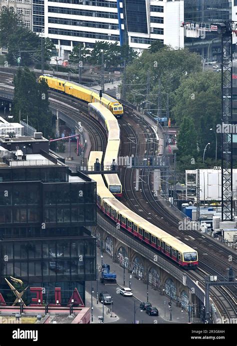 Berlin, Germany. 23rd May, 2023. Trains run in downtown Berlin, Germany ...