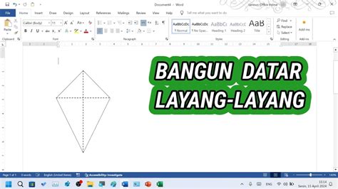 Tutorial Menggambar Bangun Datar Layang Layang Di Microsoft Word Youtube