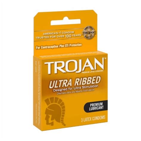 Trojan Stimulations Ultra Ribbed Lubricated Condom Ct Pack Of