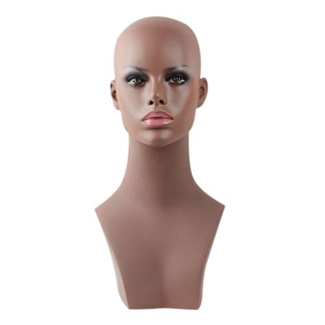 Fiberglass Female Black Mannequin Head For Wigs In Mannequins From Home