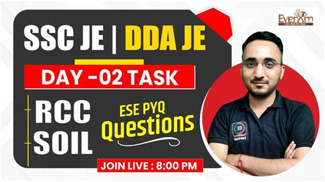 SSC JE DDA JE 2023 Civil ESE RCC Soil PYQ Questions Day 02 Task