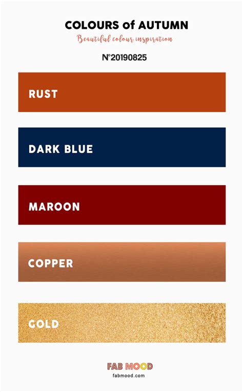 Autumn Color Palette: Copper, Rust, Maroon, Dark Blue, Gold