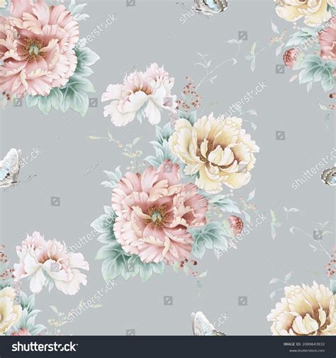 Watercolor Seamless Pattern With Peony Flowers Perfect For Wallpaper