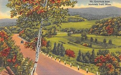 VTG LINEN POSTCARD MT GREYLOCK MOHAWK TRAIL ADAMS FALL FOLIAGE ...