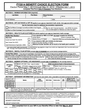 Fillable Online Illinois Fy Benefit Choice Election Form