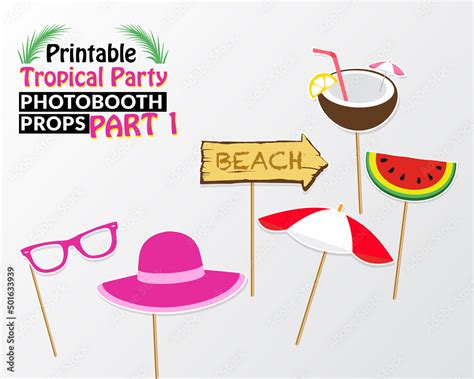 Set Of Printable Tropical Party Photo Booth Props Inspired By Summer