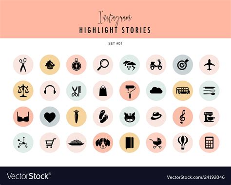 Instagram Highlights Stories Covers Icons Vector Image