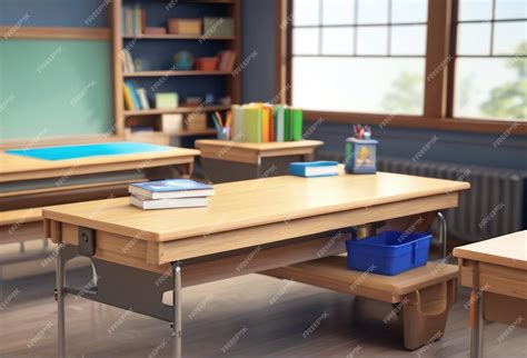 Premium Photo Beautiful School Classroom Bench And Table With Other