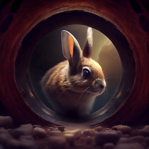 Premium Ai Image Rabbit In The Tunnel D Rendering Vintage Style