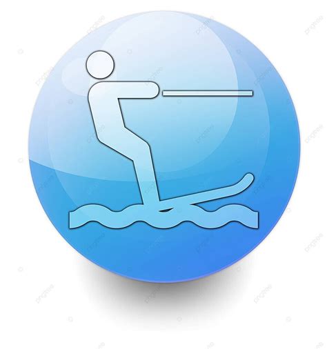 Iconbuttonpictogram Water Skiing Pushbutton Symbol Waterski Photo