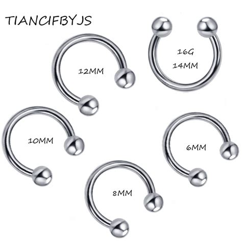 Tiancifbyjs Piercing Wholesales 100pcs Lot Mix 5 Size Stainless Steel