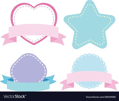 Label templates with different shapes in blue Vector Image